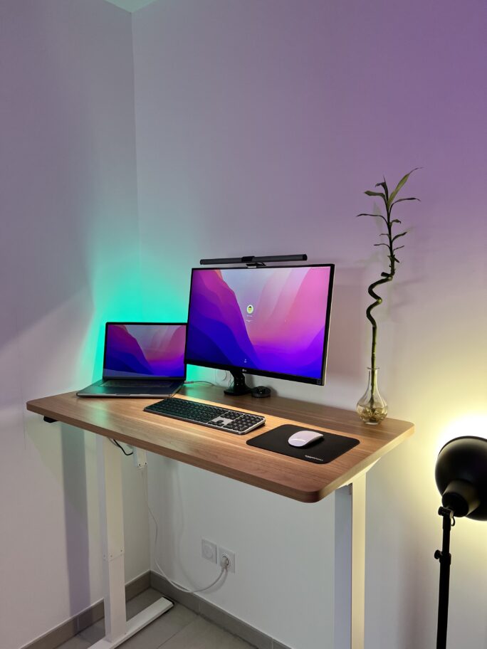 Setup développeur avec standing desk