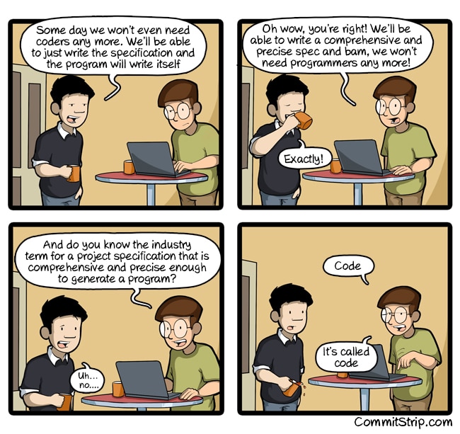 Specifications = Code : commitstrip