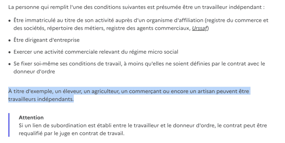 Conditions freelance / travailleur indépendant en France