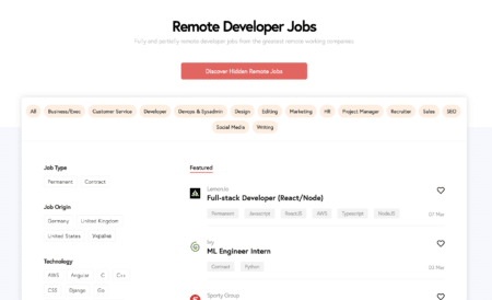 Just Remote pour trouver un travail de développeur en télétravail
